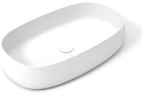 Lavabo da appoggio Wave di OLYMPIA CERAMICA ovale in ceramica L 70 x H 14 x P 40 cm bianco piletta non inclusa