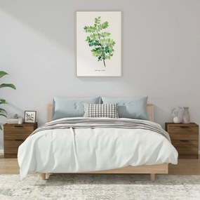 Comodini 2 Pz Rovere Marrone İn Legno Multistrato /