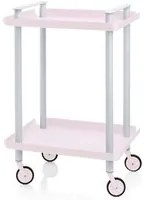 Carrello ausiliario LEKY, struttura grigia, 2 ripiani, colore rosa