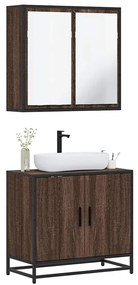 Set Mobili Da Bagno 2 Pz Rovere Marrone İn Legno Multistrato /