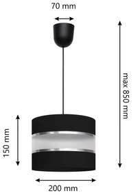 Lampadario su filo HELEN 1xE27/15W/230V nero