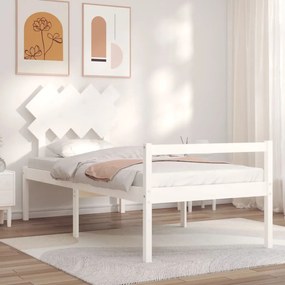 Giroletto con testiera bianco 90x200 cm in legno massello