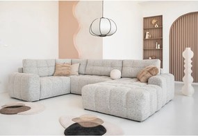 Divano angolare componibile beige allungabile/con contenitore (con penisola a sinistra) Lulu – Miuform