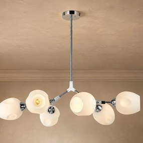 Lampadario Livorno cromo paralume bianco 6x E27 LA MIA LUCE