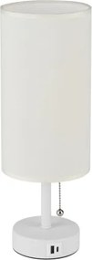Brilagi - Lampada da tavolo con porta USB TABLON 1xE27/25W/230V bianca/crema