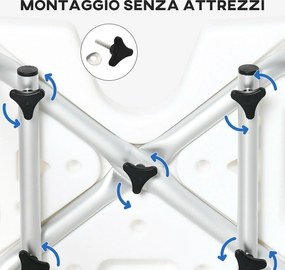 Sedia per Doccia con Braccioli 54x52x70-82 cm in Lega di Alluminio e HDPE Bianco...