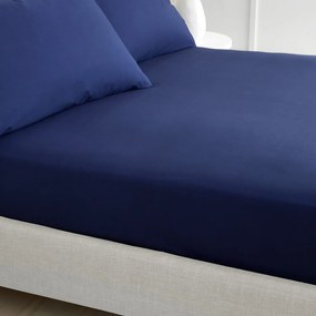 Lenzuolo con angoli blu scuro in percalle di cotone 185x200 cm Cotton Percale – Bianca