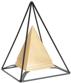 Piramide dorata con supporto in ferro 15x15x21 cm