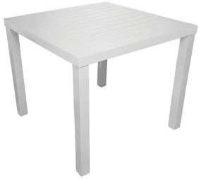 Tavolo da pranzo per giardino Sandy in alluminio con piano in teak bianco per 4 persone 80x80cm