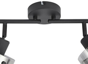 Faretto da soffitto di design nero con vetro fumé 4 luci - Domo