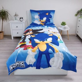 Set copripiumino e federa da bambini blu in microfibra per letto singolo 140x200 cm Sonic – Jerry Fabrics