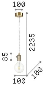 Sospensione Rustica-Country Doc Metallo Ottone 1 Luce E27