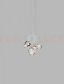 Puppet ring sospensione 5 fume' trasparente oro satinato 5 luci att...