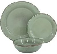 Set di 18 piatti in ceramica Rita rifiniti a mano verde