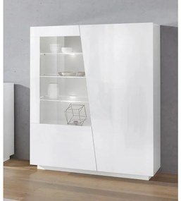Mobile Vetrina VEGA L 120 x H 146 x P 43 cm bianco lucido