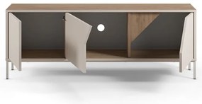 Cassettiera effetto rovere in colore crema-naturale 150x55x35 cm Lilou - Marckeric