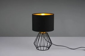 Lampada chuck paralume nero e base gabbia  h.37cm metallo nero  oro...