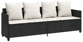 Set divani da giardino 5 pz con cuscini in polyrattan nero