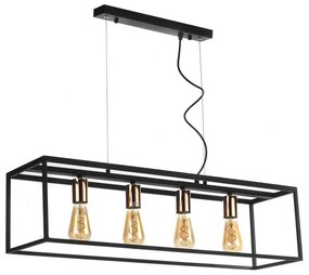 Lampadario Moderno SOSPENSIONE FLOKI 4 LUCI NERO/RAME nero paralume nero 4x E27
