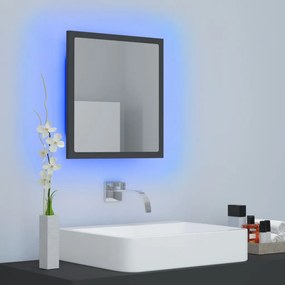 Specchio da bagno a led grigio 40x8,5x37 cm in acrilico