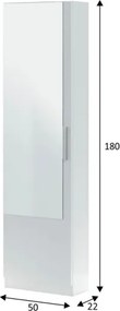 Scarpiera 1 Anta Con Specchio 50x22x180 Cm 16 Paia Kristal Bianco Artik