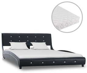 Letto con materasso nero in similpelle 140x200 cm