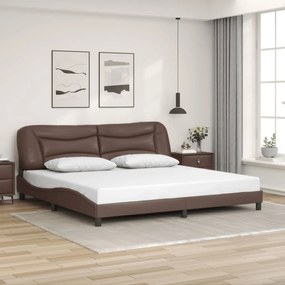 Giroletto Con Testiera Marrone 200x200 Cm İn Similpelle /