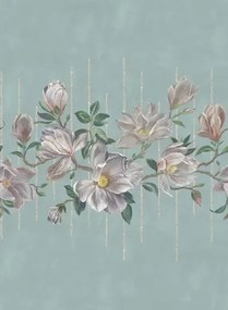Osborne & Little Carta da parati panoramica Magnolia Frieze - Aqua/ Ochre