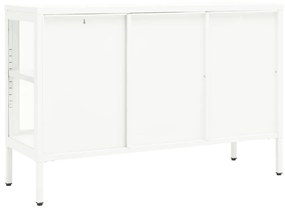 Credenza bianca 105x35x70 cm in acciaio e vetro