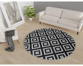 Tappeto rotondo lavabile bianco e nero ø 120 cm - Vitaus