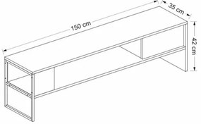 Mobile Porta TV 150x35x42 Con Anta E Vano A Giorno Concord Bianco E Nero