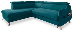 Divano letto angolare in velluto turchese (angolo sinistro) Sweet Harmony - Miuform