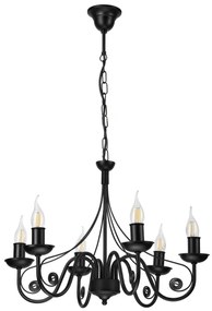 Lampadario a sospensione con catena DONATO 6xE14/40W/230V nero