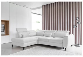 Divano angolare bianco allungabile/con contenitore (con penisola a sinistra/a L) e rivestimento in velluto Noble – ELTAP