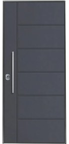 Porta blindata YALE Porta Thermo L 80 x H 210 cm in PVC grigio 7016 opaco/bianco, apertura spingere a destra, falso telaio incluso