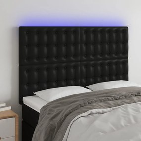 Testiera A Led Nera 144x5x118/128 Cm İn Similpelle /