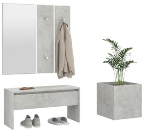 Set di mobili da corridoio grigio cemento in legno multistrato