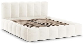 Letto matrimoniale color crema imbottito con spazio contenitivo con griglia inclusa 200x200 cm Lupine – Micadoni