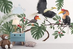 Adesivo murale per bambini uccelli nella giungla 60 x 120 cm