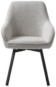 Sedia da pranzo grigio chiaro in imbottito con braccioli Alma – Unique Furniture