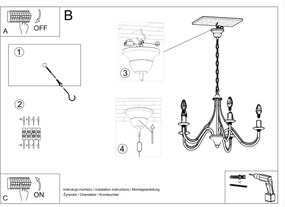 Lampadario a sospensione 5xE14 MINERWA 5 in acciaio