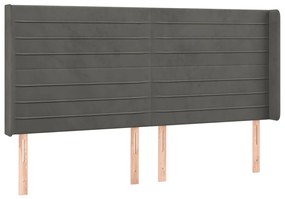 Testiera a led grigio scuro 183x16x118/128cm intessuto