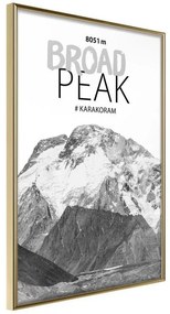 Poster  Peaks of the World: Broad Peak  Cornice Quadri Cornice d'oro, Larghezza x Altezza Home decor 30x45