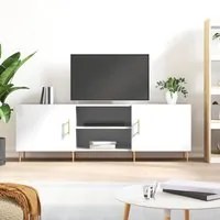 Mobile Porta TV Bianco Lucido 150x30x50 cm in Legno Multistrato 829086