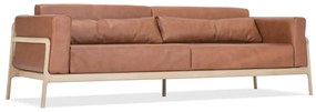 Divano in pelle di bufalo marrone cognac con struttura in rovere massiccio , 240 cm Fawn - Gazzda