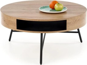 Tavolino da caffè Camila in rovere dorato/nero - ø80/h41 cm