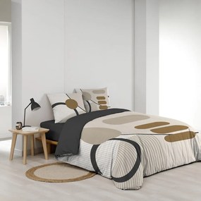 Set copripiumino e federa beige in cotone per letto matrimoniale ed esteso 240x220 cm Santana – douceur d'intérieur