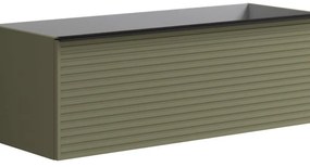 Mobile da bagno sotto lavabo Pixel stripes verde laccato opaco L 120 x H 40 x P 45.5 cm 2 cassetti, lavabo non incluso