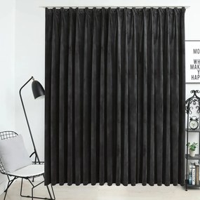 Tenda Oscurante Con Ganci İn Velluto Antracite 290x245 Cm /