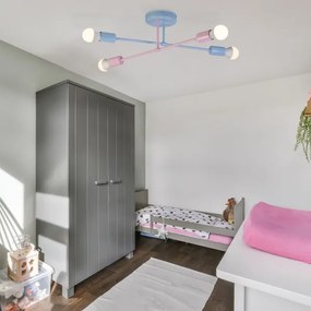 Plafoniera CAMBRIDGE 4x E27/15W/230V blu/rosa